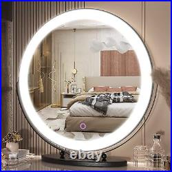 20 Inch Makeup Mirror Vanity Mirror with Lights, Round Lighted Dimming LED Halo