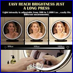 20 Vanity Makeup Mirror with Lights, 3 Color Lighting Dimmable LED Black
