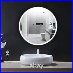 22 Round Bathroom Vanity Mirror with Lights Anti-Fog On/Off Touch Makeup Mirror