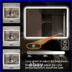 2432in LED Bathroom Mirror Antifog Vanity Mirror Bluetooth 3 Color Temperature