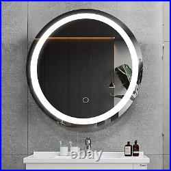 24'' LED Bathroom Round Lighted Vanity Mirror Anti Fog Dimmable Vanity Touch