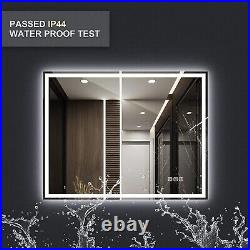24x32in LED Bathroom Wall Vanity Mirror Touch Anti-Fog Bluetooth 3 Color Lights