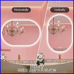 24x36in Oval LED Bathroom Mirror 3 Color Temperature Bluetooth Vanity Mirror