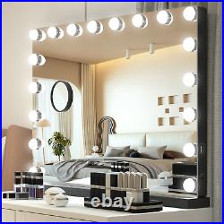 32'' Hollywood Vanity Makeup Mirror with18 LED Bulbs Metal Tabletop Wall Mounted