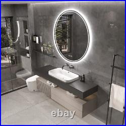 32in Round Lighted Mirror LED Bathroom Vanity Wall Mounted Mirror Touch Anti-Fog