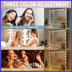 32x23 Vanity Mirror with Lights Bluetooth Tabletop Wall Mount Metal White
