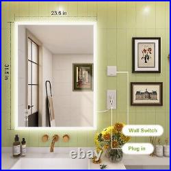 32x24in LED Bathroom Mirror Backlit Wall Vanity Mirror Bluetooth 3Colors Dimming