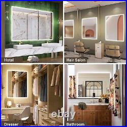 32x24in LED Bathroom Mirror Backlit Wall Vanity Mirror Bluetooth 3Colors Dimming