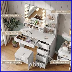 37 W Vanity Desk Unique Design with Vanity Mirror, Lights, and Table Set