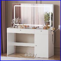 3 Color Lighted Vanity Set Makeup Dressing Table with Led Mirror Dresser Cabinet