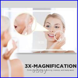 40x24 Inch LED Bathroom Vanity Mirror with Lights 3X Magnification