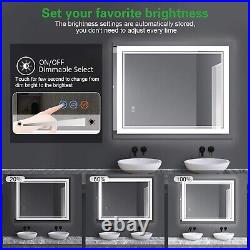 40x 32 LED Bathroom Mirror, Wall Vanity Mirror, 3 Colors Touch, Anti-Fog