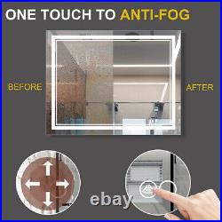 41 Bathroom Lighted LED Mirror Vanity Makeup Anti-fog Touch Switch Wall Mounted