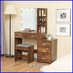 43.5in (L) Large Vanity Set, Vanity Desk with Mirror, 5 Drawers and 10 LED Lights