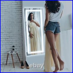 47x22 Inch 3 Colors Dimmable LED Lighted Vanity Aluminum Frame Whole Body Mirror