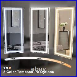 47x22 Inch 3 Colors Dimmable LED Lighted Vanity Aluminum Frame Whole Body Mirror