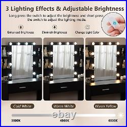 48 Large Vanity Set with 10 Led Lights Mirror, 6 Large Drawers&Charging Station