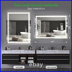 48x 36 LED Bathroom Mirror, Wall Vanity Mirror, 3 Colors Touch, Anti-Fog