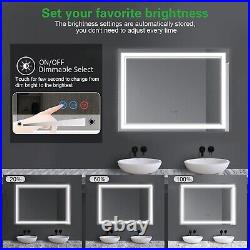 48x 36 LED Bathroom Mirror, Wall Vanity Mirror, 3 Colors Touch, Anti-Fog