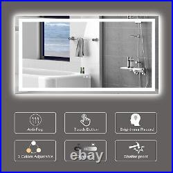 60X32 Bathroom Mirror with Front+Backlit Lights Wall Vanity Mirrors Anti-Fog