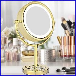 8.5 Inch Tabletop LED Lighted Makeup Mirror with 10x Magnification Double Sid