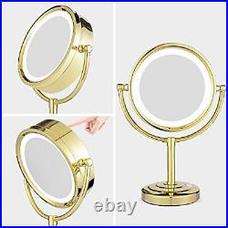 8.5 Inch Tabletop LED Lighted Makeup Mirror with 10x Magnification Double Sid