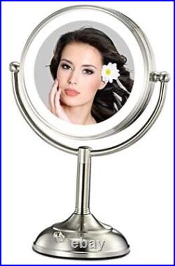 8.5 Large Tall Lighted Makeup Mirror, 1X/10X Magnifying Vanity Mirror Silver