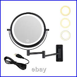 8-inch Wall Mounted Makeup Vanity Mirror, 3 colors Led lights, 1X10X