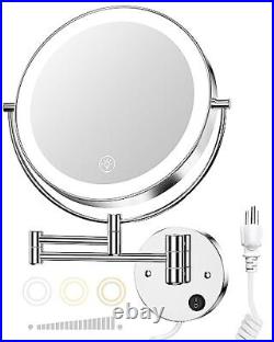 9 Wall Mounted Lighted Makeup Vanity Mirror with 3 Color Lights & Stepless