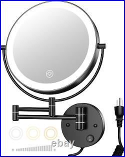 9 Wall Mounted Lighted Makeup Vanity Mirror with 3 Color Lights & Stepless Dimm
