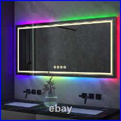 Bathroom LED Vanity Mirror Dimmable Anti-fog Smart RGB Backlit + Front Light US