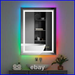 Bathroom LED Vanity Mirror Dimmable Anti-fog Smart RGB Backlit + Front Light US