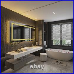 Bathroom Mirror with Front+Backlit Lights Dimmable Wall Vanity Mirrors Anti-Fog