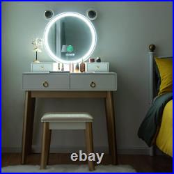 CHARMAID Vanity Set with Lighted Mirror, 3 Color Touch Screen Dimming Mirror wit