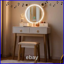 CHARMAID Vanity Set with Lighted Mirror, 3 Color Touch Screen Dimming Mirror wit