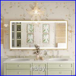 Energy-saving Gold Bathroom Mirror With 3 Colors Lights Anti-fog Dimmable Vanity