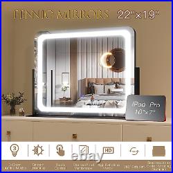 FENNIO Vanity Mirror with Lights 22X19, Led Lighted Makeup Mirror, Large Makeup
