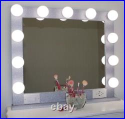 Glitter vanity mirror with lights 32 x 28 Made in the USA