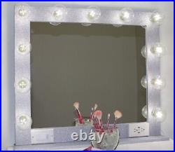 Glitter vanity mirror with lights 32 x 28 Made in the USA