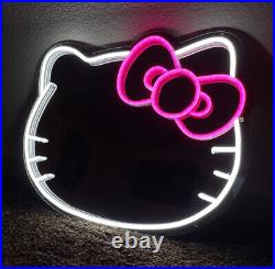 Hello Kitty Shaped Led Light Vanity Wall Mirror Cat Face Mirror