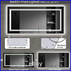 High Lumin Large Dual Lights LED Bathroom Mirror Backlit Vanity Mirror Anti Fog