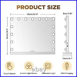 Hollywood Vanity Mirror with Lights, 15 Bulbs 23 x18 Inch Makeup 23''x18'