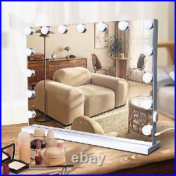 Hollywood Vanity Mirror with Lights, 15 Dimmable LED Bulbs 3 Color Lighted Makeu