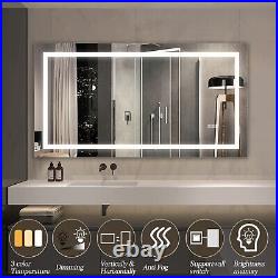 LED Bathroom Mirror Anti-Fog Dimmable Vanity Wall Mirror Backlit Front Lighted