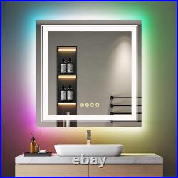 LED Bathroom Mirror with Lights HD Vanity Wall Mirror RGB Adjustable 11 Colors
