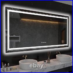 LED Bathroom Vanity Mirror with Lights Anti-Fog Dimmable RGB Backlit + Front Lit
