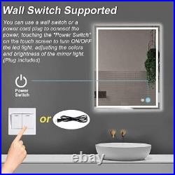 LED Lighted Bathroom Mirror Vanity Dimmable Touch Wall Mounted Mirror Lights