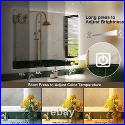 LED Lighted Bathroom Mirror with Anti-Fog Dimmable Rectangle Vanity Mirrors IP44