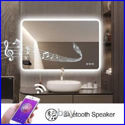 LED Ligthted Bathroom Mirror Vanity Makeup Anti-Fog Dimmable Large Mirror Plug