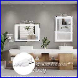 LED Mirror 24x40 with Lights Lighted Bathroom Vanity Mirror Wall Memory Function